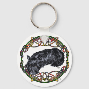 Resting Scottie Celtic Knotwork Keychain