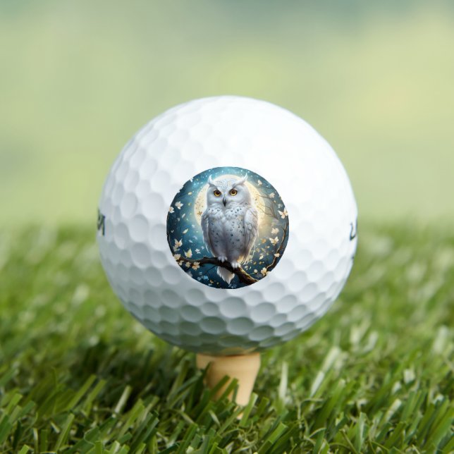 Resting Snow Owl With Sparkle, Golf Balls (Insitu Tee)