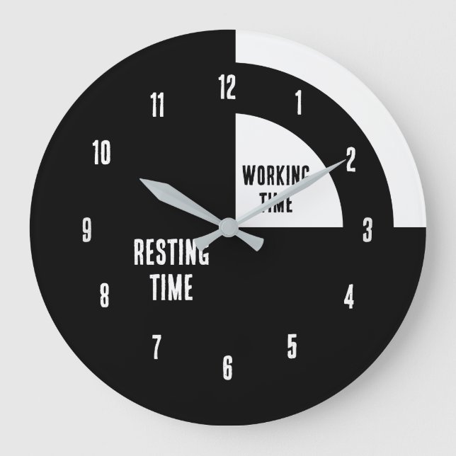 Resting Time / Working Time Funny Large Clock (Front)
