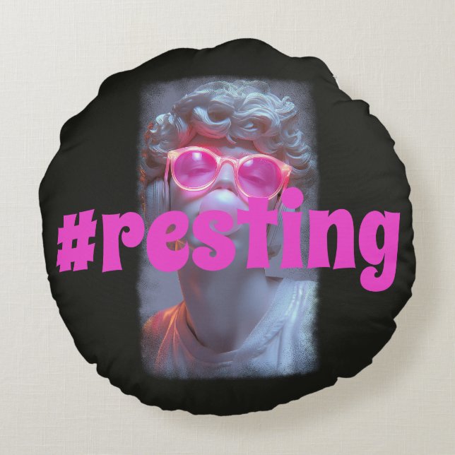 resting Vibes, Round Pillow (Back)