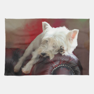 Resting Westie Kitchen Towel