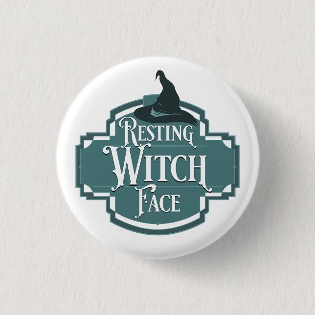 Resting Witch Face 1 Inch Round Button (Front)