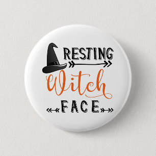 resting witch face 2 inch round button