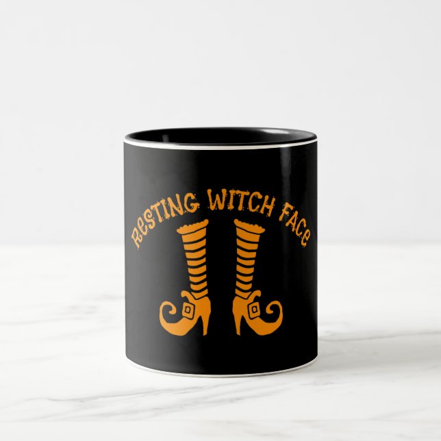 Resting Witch Face Black 11 oz Two-Tone Mug (Center)