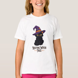 Resting Witch Face Funny Black Cat Halloween  T-Shirt