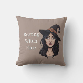 Resting Witch Face | Funny Halloween Throw Pillow
