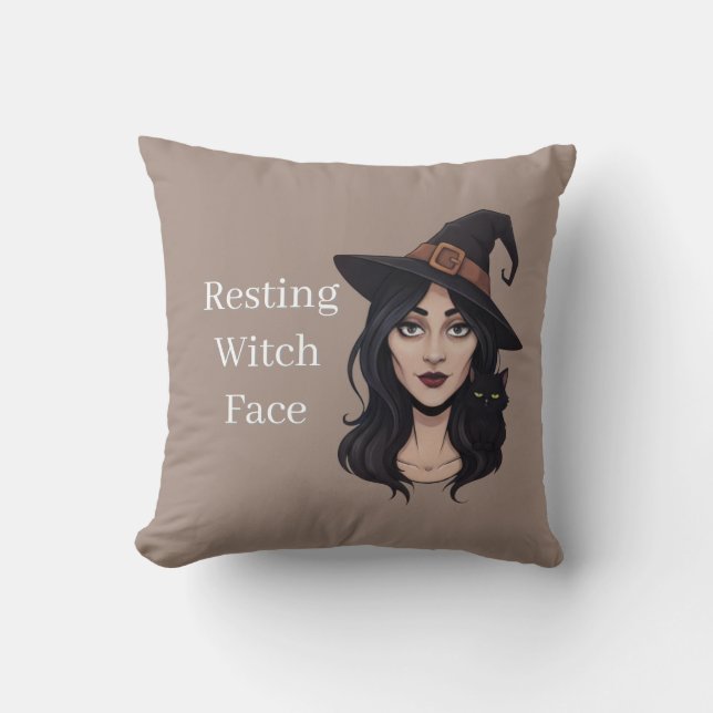 Resting Witch Face | Funny Halloween  Throw Pillow (Front)