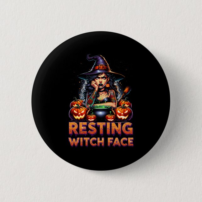 Resting Witch Face Funny Sarcastic Halloween Rude  2 Inch Round Button (Front)