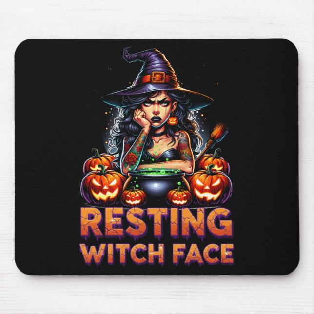 Resting Witch Face Funny Sarcastic Halloween Rude  Mouse Pad (Front)