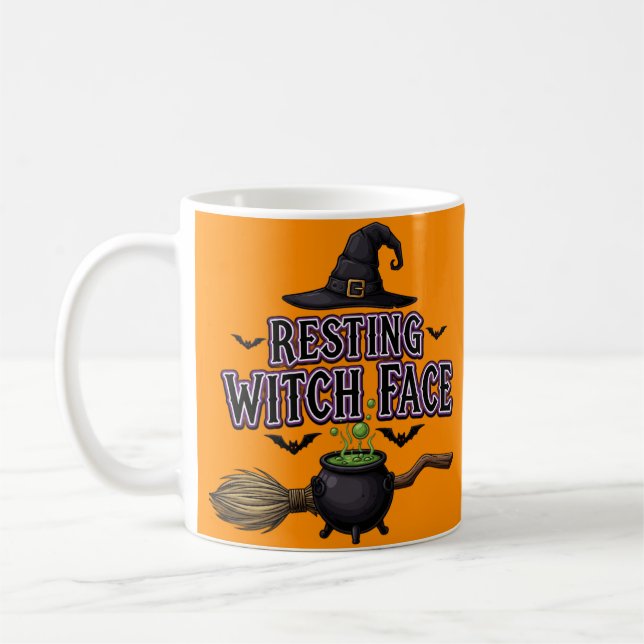 Resting Witch Face – Funny Witch Halloween Coffee Mug (Left)