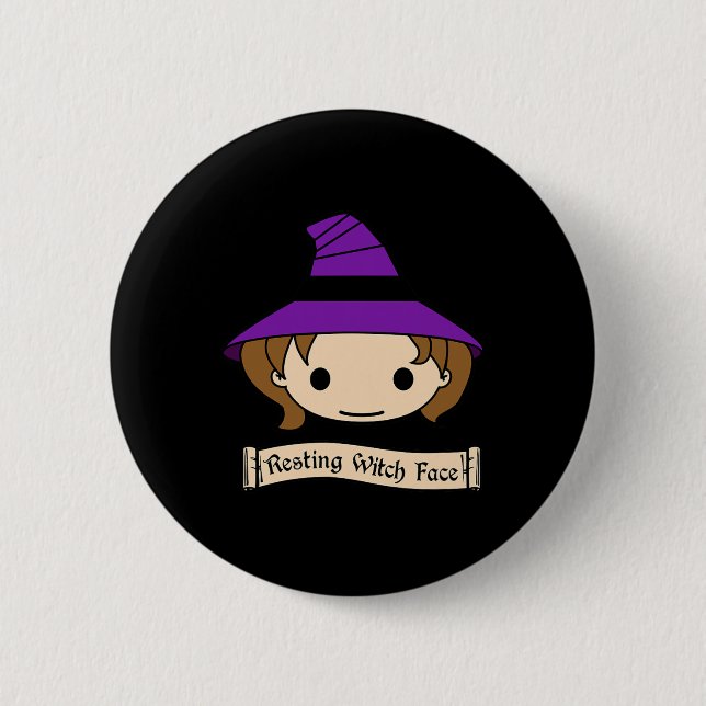 Resting Witch Face Halloween Costume  2 Inch Round Button (Front)