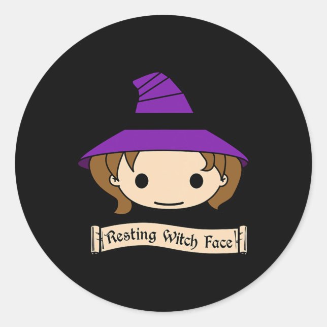 Resting Witch Face Halloween Costume  Classic Round Sticker (Front)