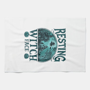 Resting Witch Face Halloween Haunted House Cauldro Kitchen Towel