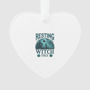 Resting Witch Face Halloween Haunted House Cauldro Ornament