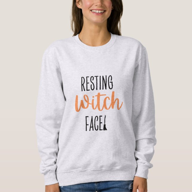 Resting Witch Face Halloween Shirt - Grey (Front)