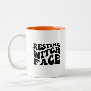 Resting Witch Face-Halloween-Spooky-Scary-Funny Two-Tone Coffee Mug