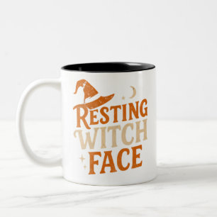 Resting Witch Face Halloween  Two-Tone Coffee Mug