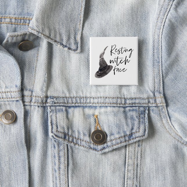 Resting Witch Face | Happy Halloween | Fun Quote | 2 Inch Square Button (In Situ)
