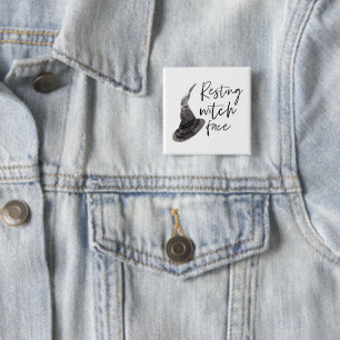 Resting Witch Face   Happy Halloween   Fun Quote   2 Inch Square Button
