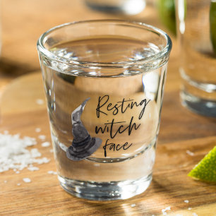 Resting Witch Face Happy Halloween Fun Quote Shot Glass