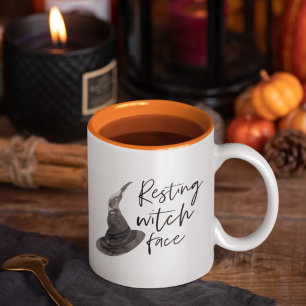 Resting Witch Face Happy Halloween Fun Quote Two-Tone Coffee Mug