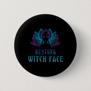 Resting Witch Face Lotus Funny Halloween Yoga Witc 2 Inch Round Button