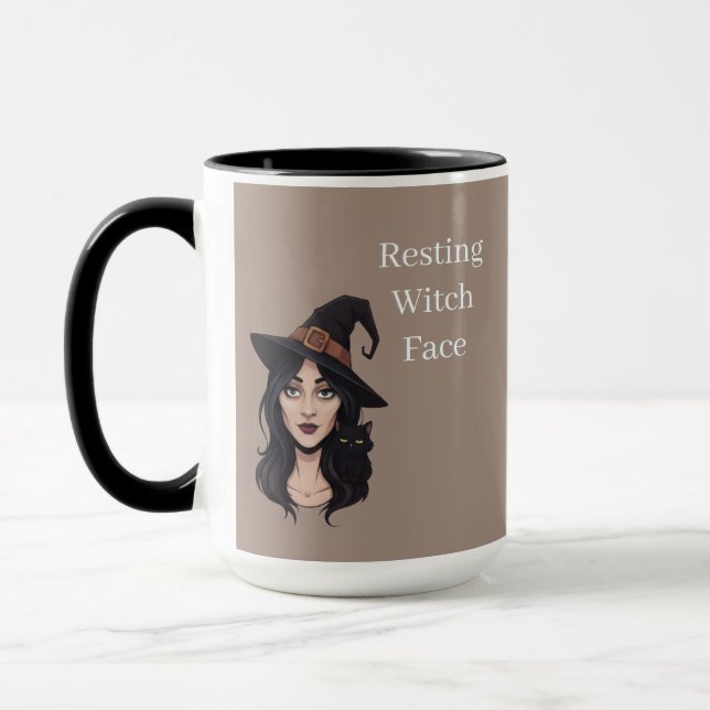 Resting Witch Face Mug | Halloween Coffee Cup (Left)