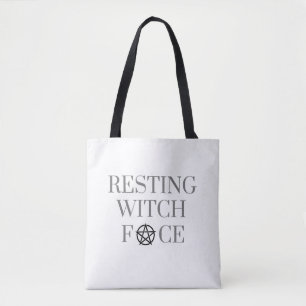 Resting Witch Face Pentagram Tote Bag