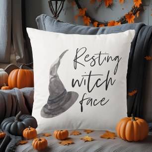 Resting Witch Face Pillow   Funny Halloween Quote 