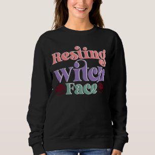 Resting Witch Face Retro Halloween Scary Ghost Sweatshirt