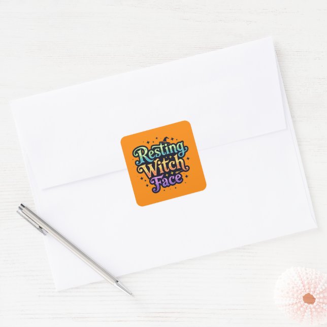 Resting Witch Face Square Sticker (Envelope)