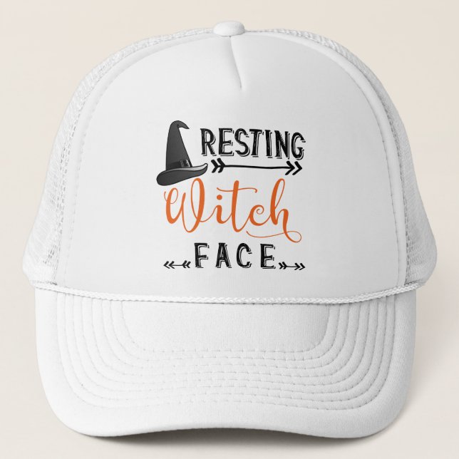 resting witch face trucker hat (Front)