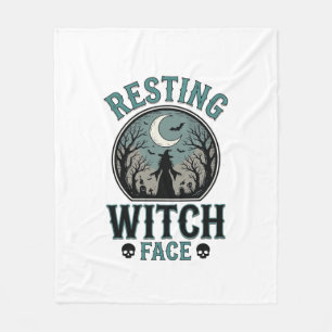 Resting Witch Face Vintage Halloween Design_1 Fleece Blanket