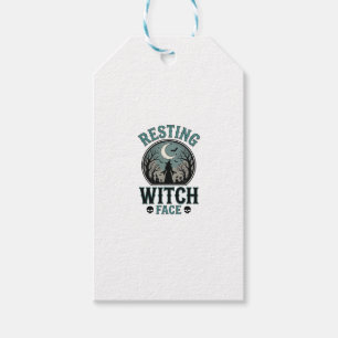 Resting Witch Face Vintage Halloween Design_1 Gift Tags