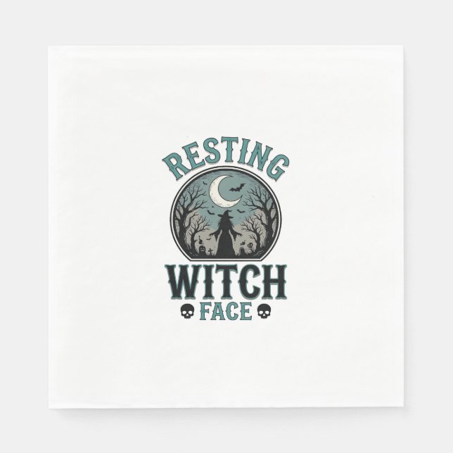 Resting Witch Face Vintage Halloween Design_1 Napkin (Front)