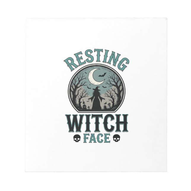 Resting Witch Face Vintage Halloween Design_1 Notepad (Front)