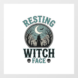 Resting Witch Face Vintage Halloween Design_1 Window Cling