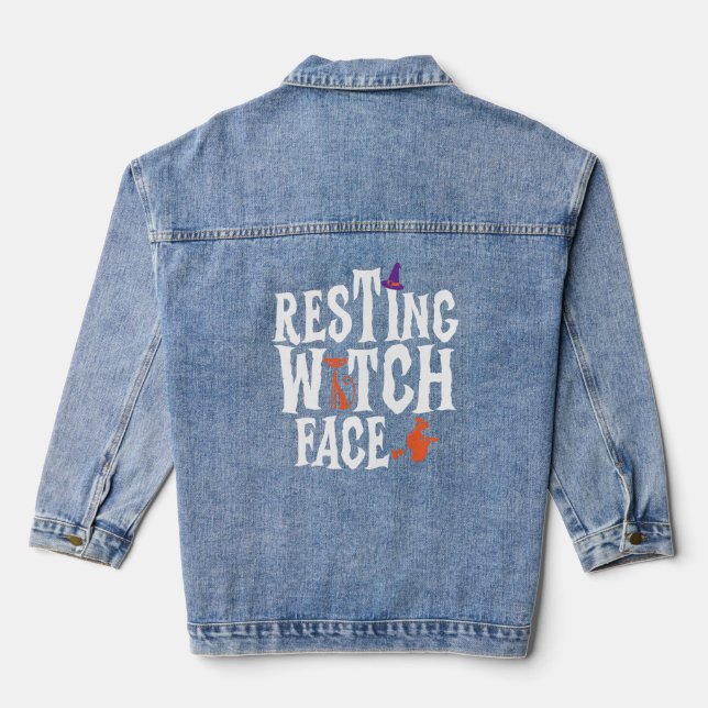 Resting Witch Face Women's Resting Witch Face  Denim Jacket (Back)
