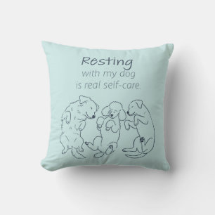 Resting With My Dog - Self-Care Ice Blue Throw Pillow