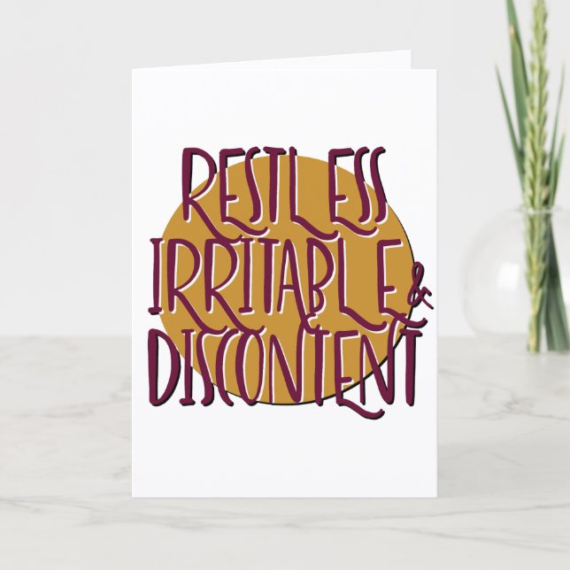 Restless Irritable & Discontent Recovery Slogan Card (Front)