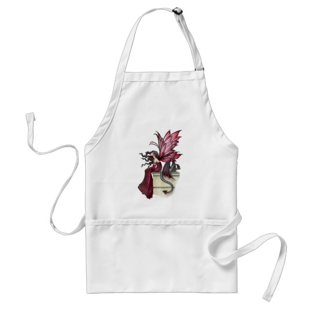 Restless Ruby Gothic Red Fairy and Dragon Standard Apron (Front)