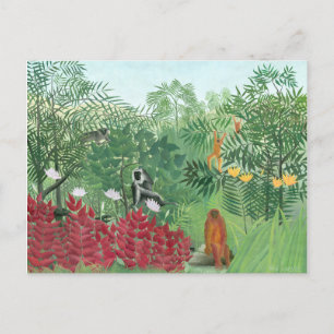 Restored Colour Henri Rousseau Tropical Jungle Art Postcard