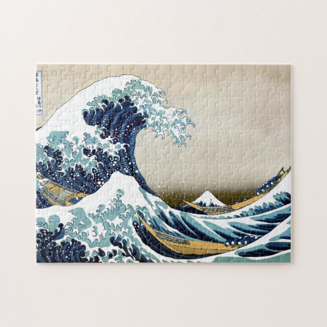 Restored Great Wave off Kanagawa by Hokusai Jigsaw Puzzle (Horizontal)