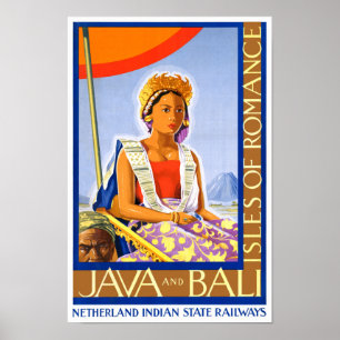 Restored Java and Bali Vintage Travel Poster