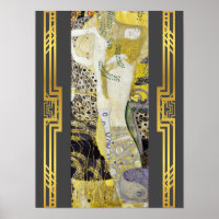 Restored Klimt Water Serpents Art Nouveau