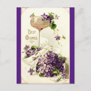 Restored Vintage Purple Best Wishes Postcard