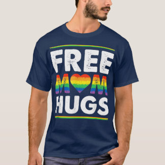 Restro Free Mom Hugs Tshirt Rainbow Heart LGBT Pri