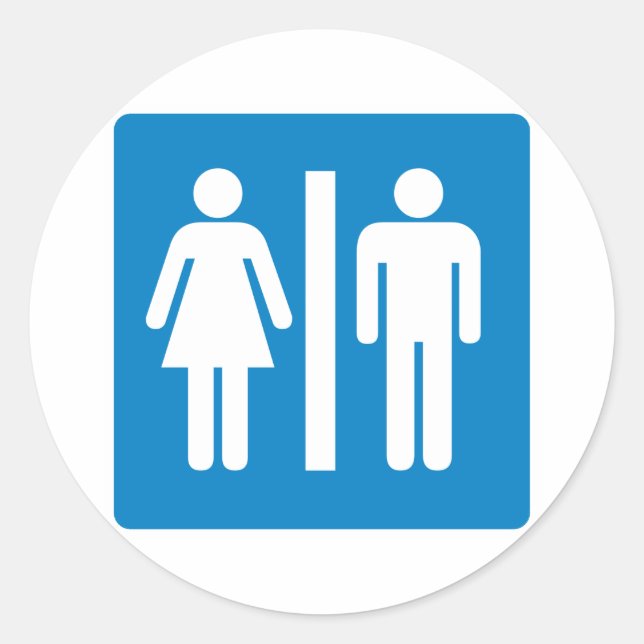Restroom Facilities Highway Sign Classic Round Sticker (Front)