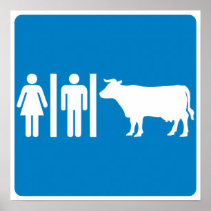Restroom Facilities Humourous Highway Sign - COWS?