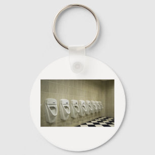 restroom interior with urinal row keychain